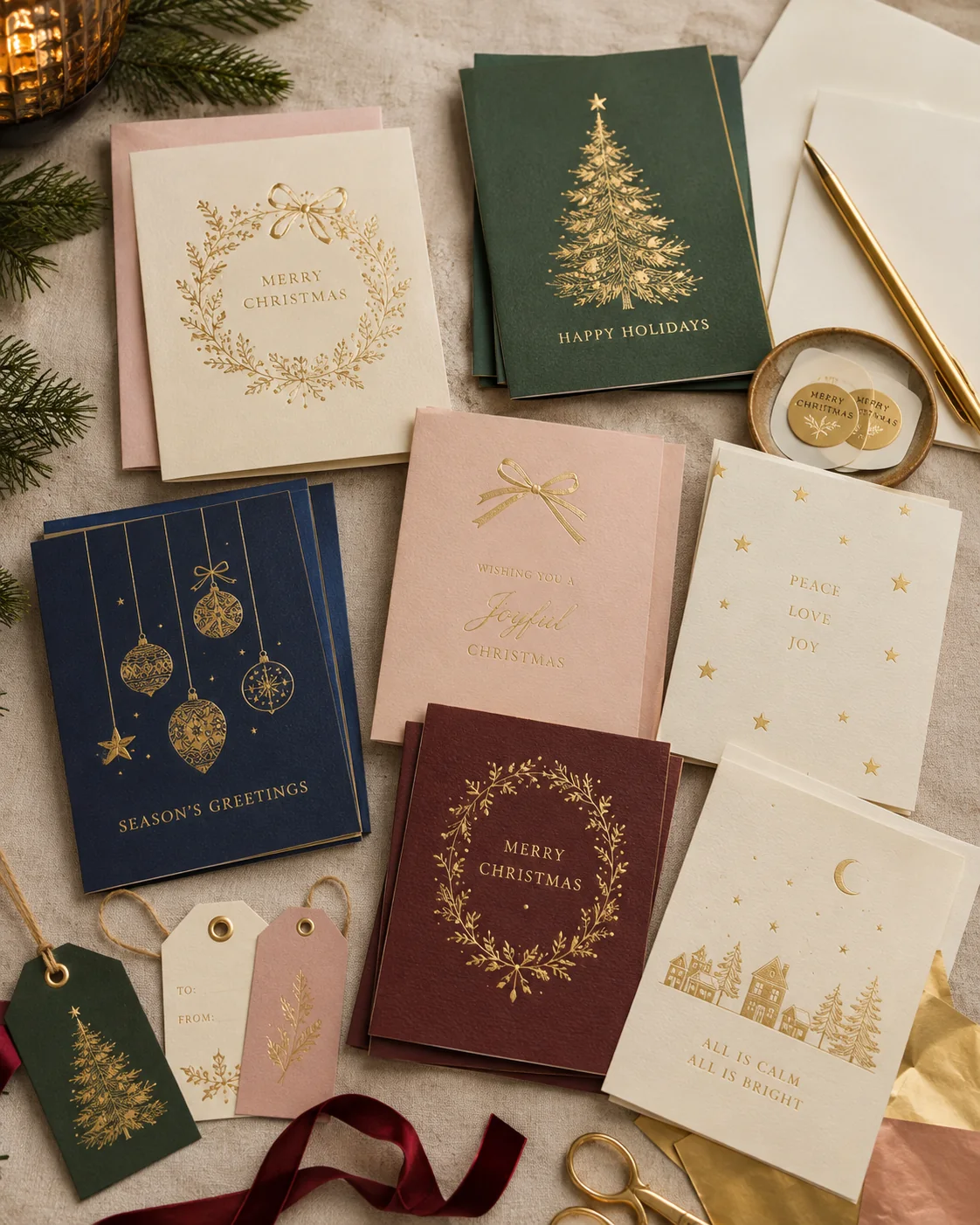 Tarjetas de papel con acabados foil